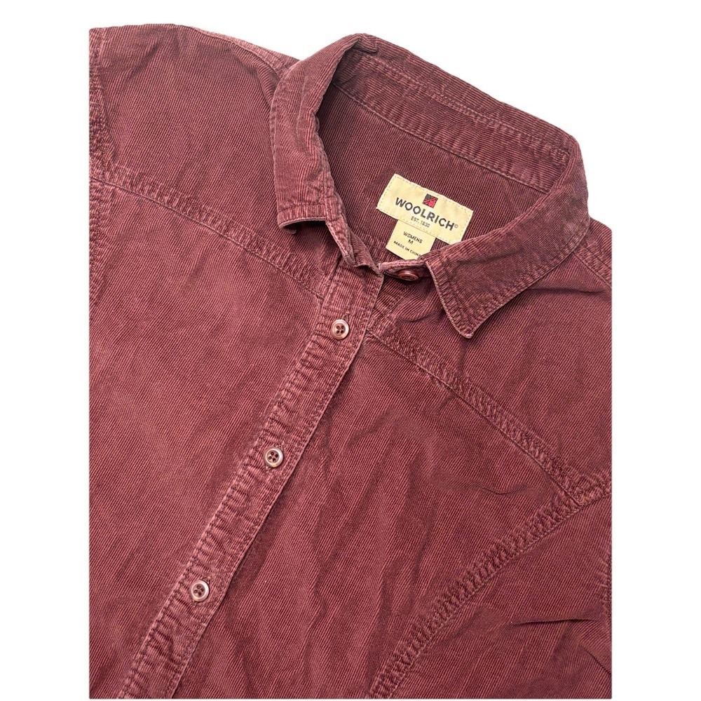 Woolrich Womens Corduroy Button Up Shirt Cabernet Red Medium